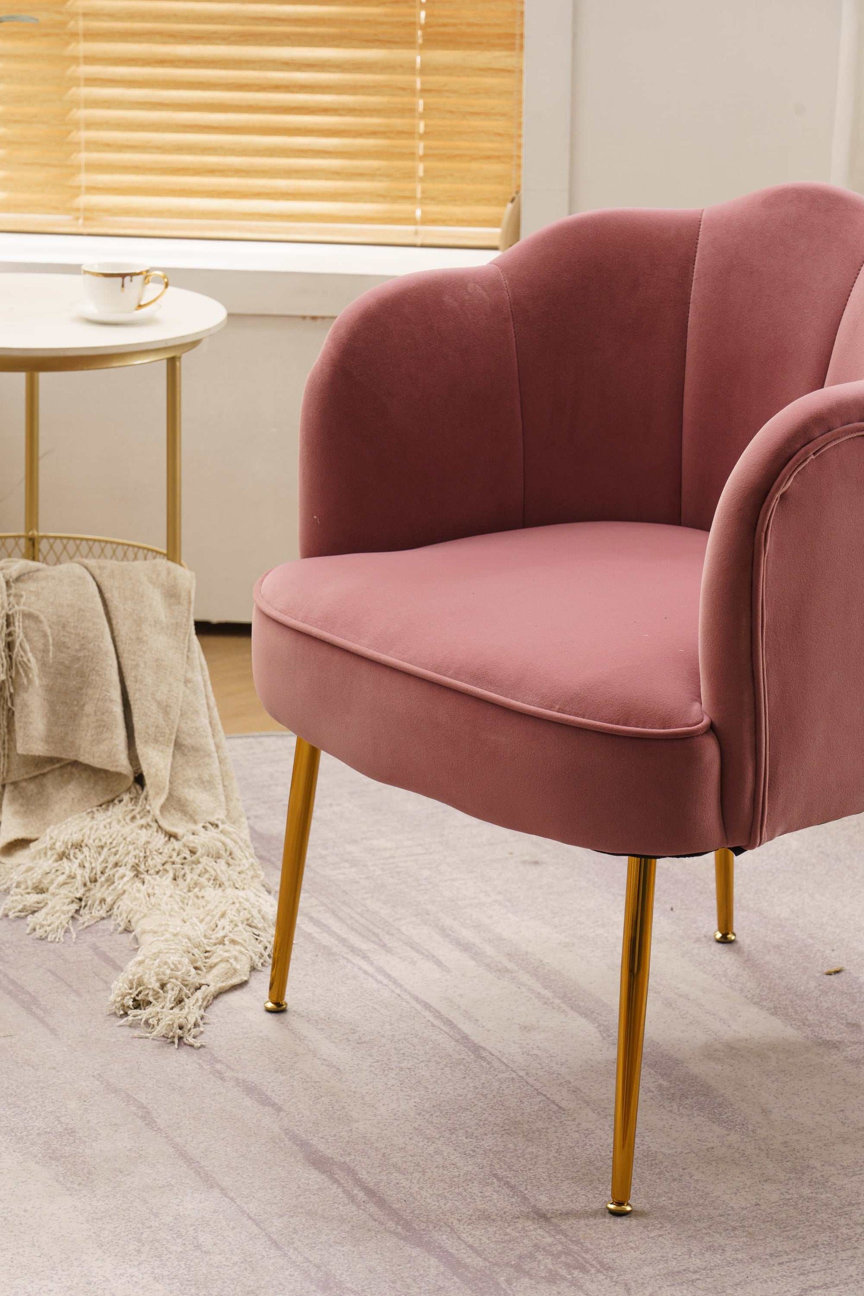 Annadel Teddy Velvet Pink Accent Chair w/ Gold Legs - Ornate Home