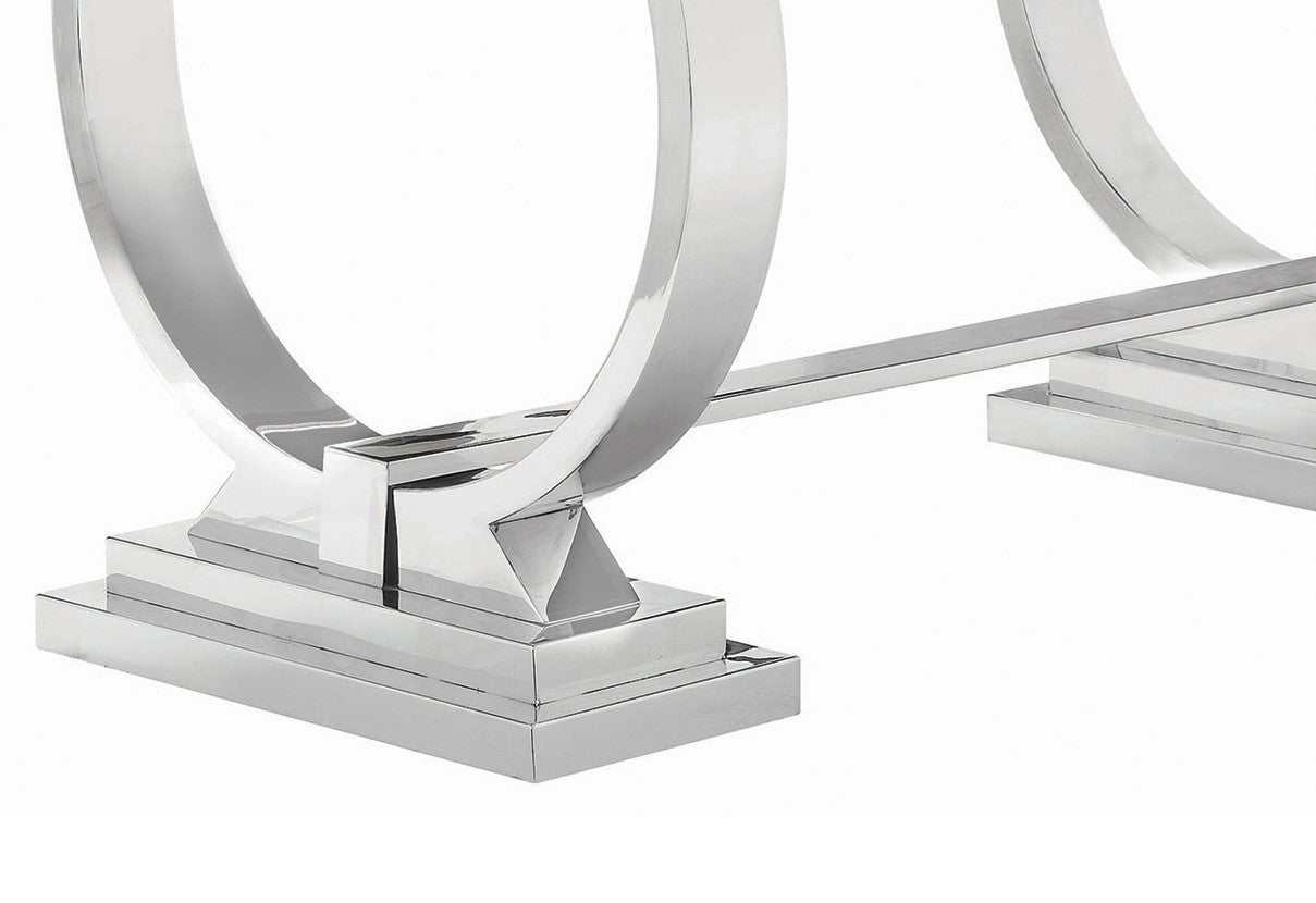 Antoine White & Chrome Dining Table - Ornate Home