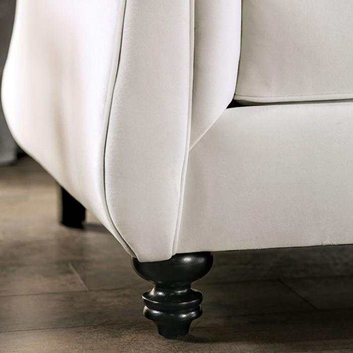Antoinette White Velvet Stationary Sofa & Loveseat 2pc - Ornate Home