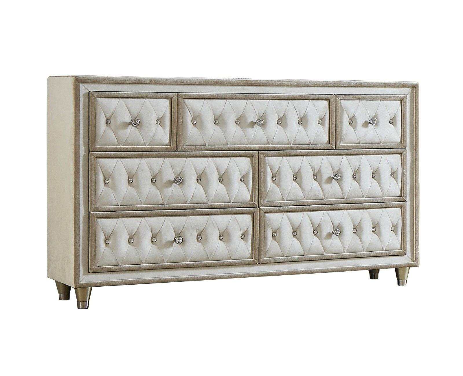 Antonella Ivory & Camel 4pc Eastern King Panel Bedroom Set - Ornate Home