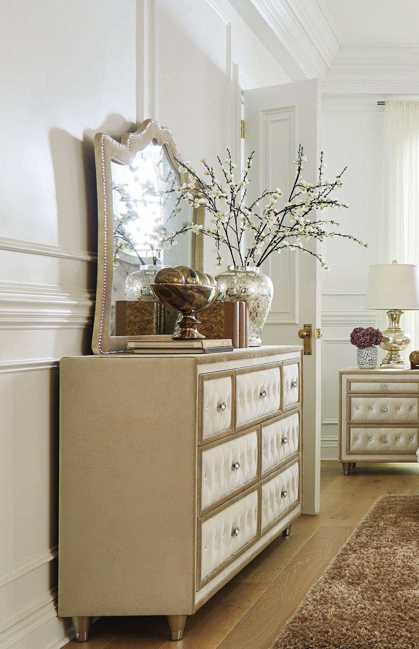 Antonella Ivory & Camel Dresser Mirror - Ornate Home