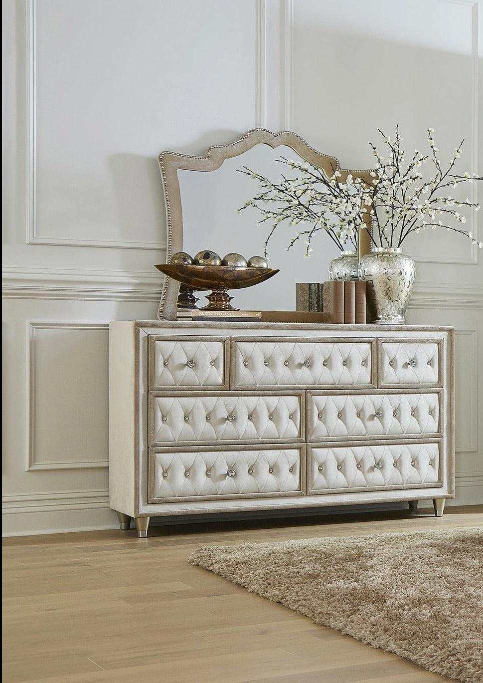 Antonella Ivory & Camel Dresser Mirror - Ornate Home