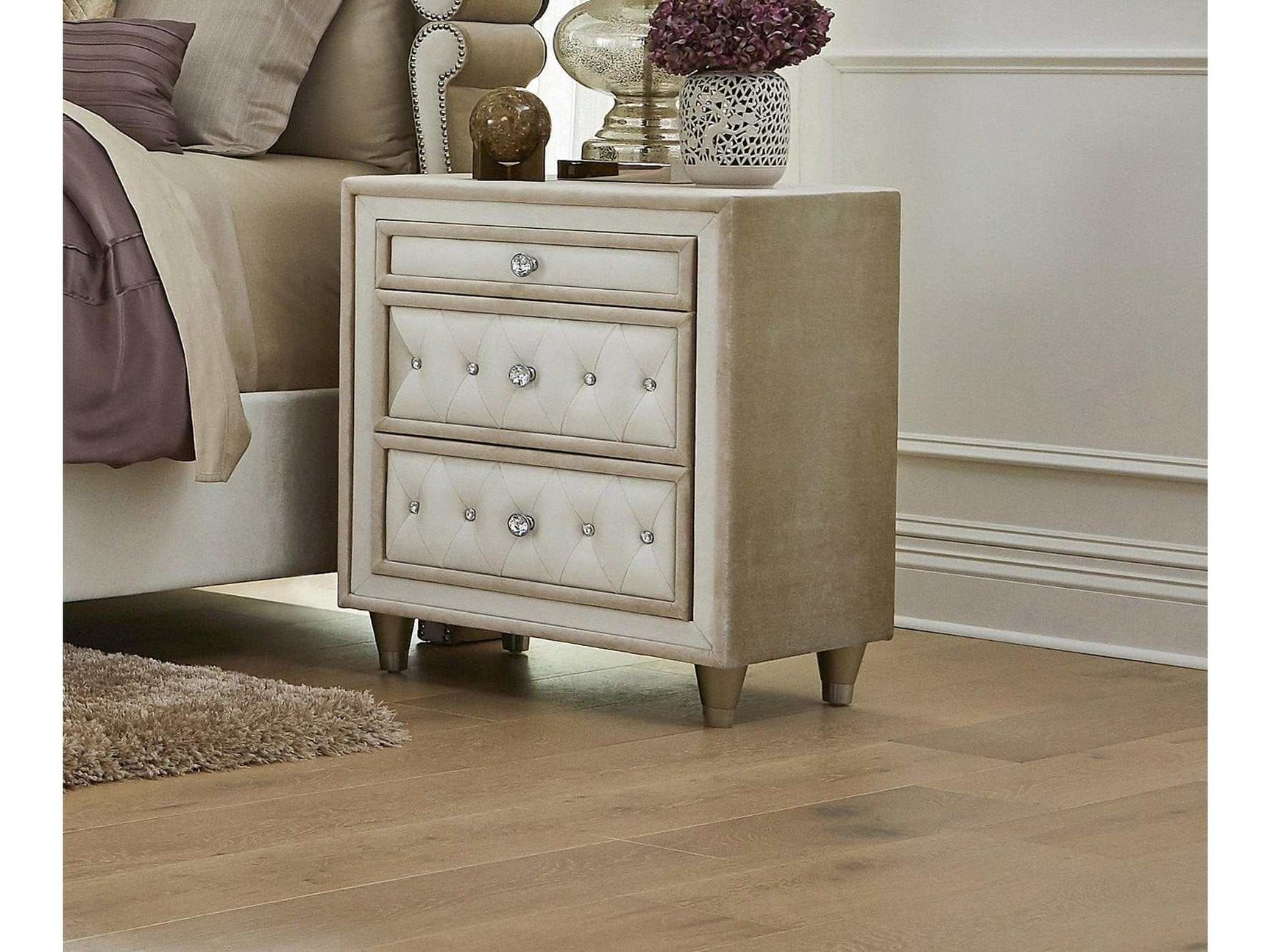 Antonella Ivory & Camel Nightstand - Ornate Home