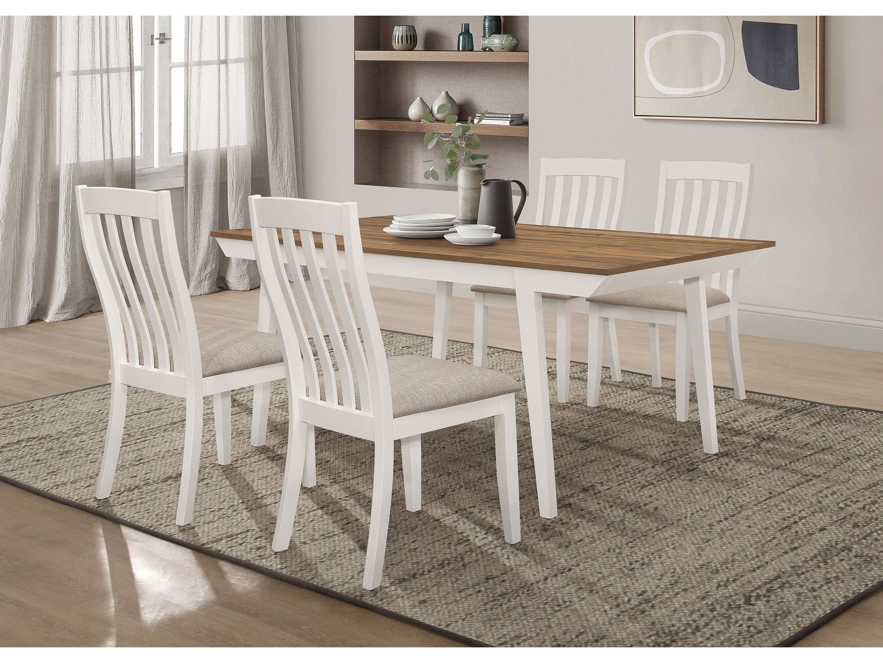 Anwar Natural Acacia / White 5 Pc Dining Set - Ornate Home