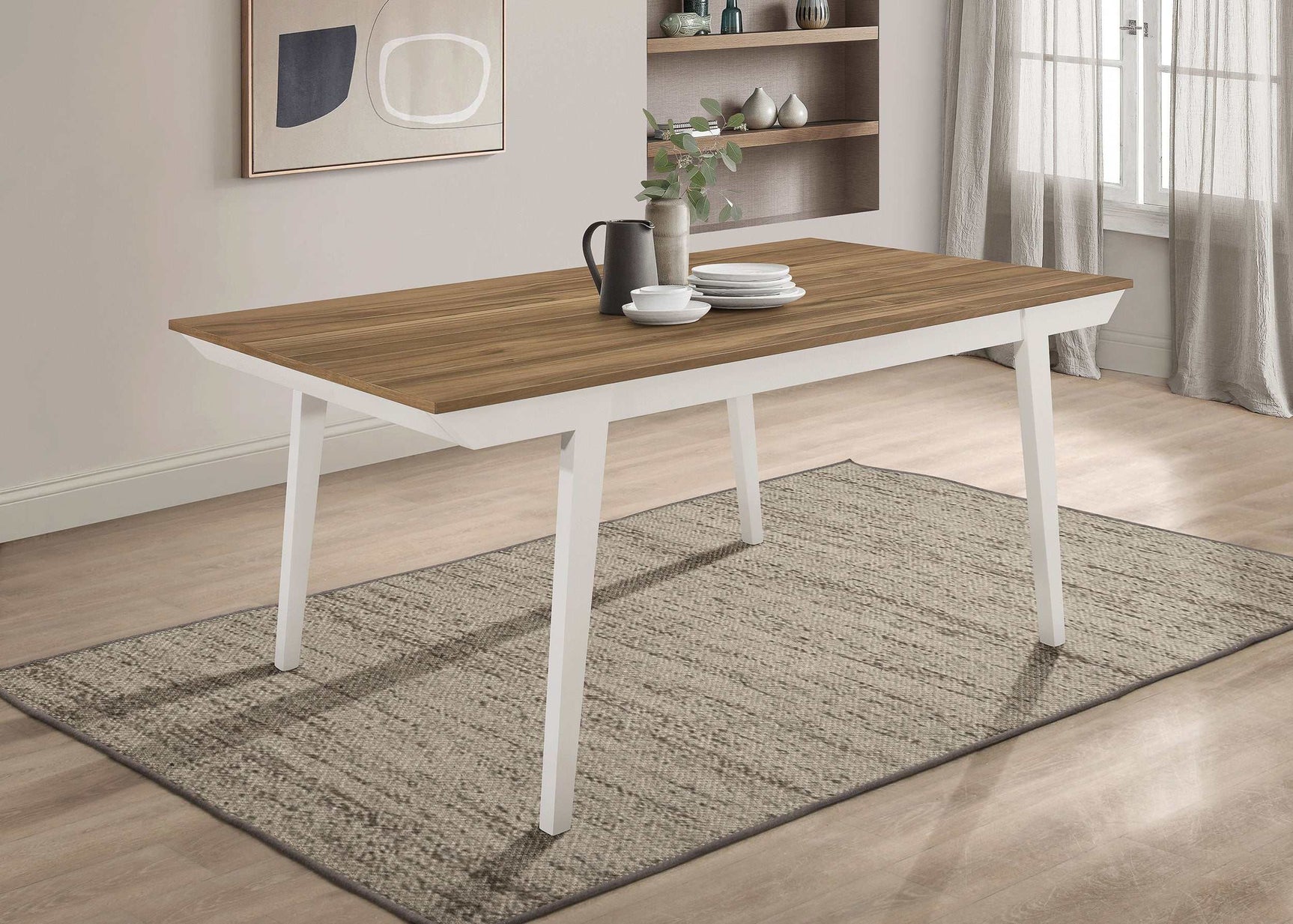 Anwar Natural Acacia / White Dining Table - Ornate Home