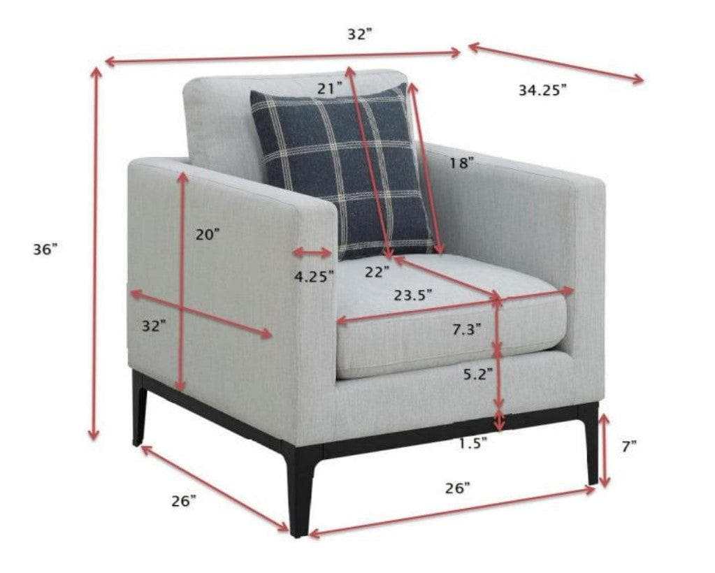 Apperson Light Grey Chair - Ornate Home