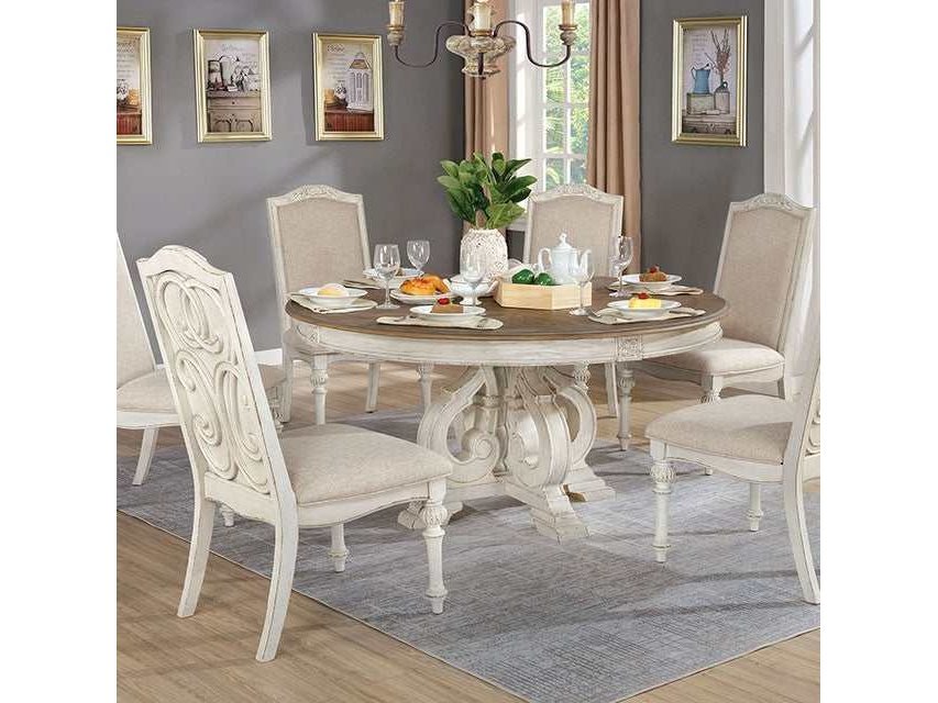 Arcadia Antique White/Ivory Round Table - Ornate Home