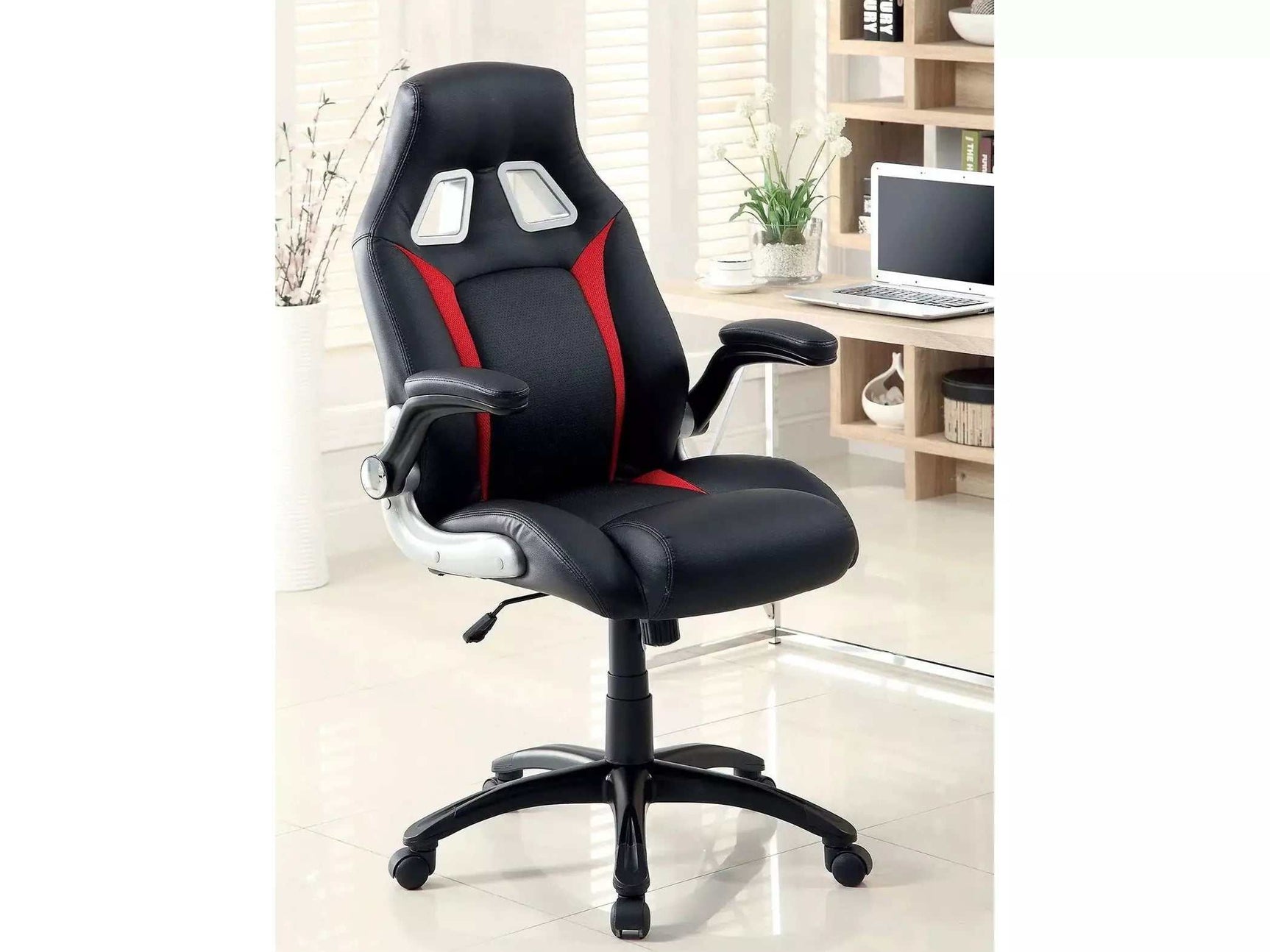 Argon Black & Silver & Red Office Chair - Ornate Home