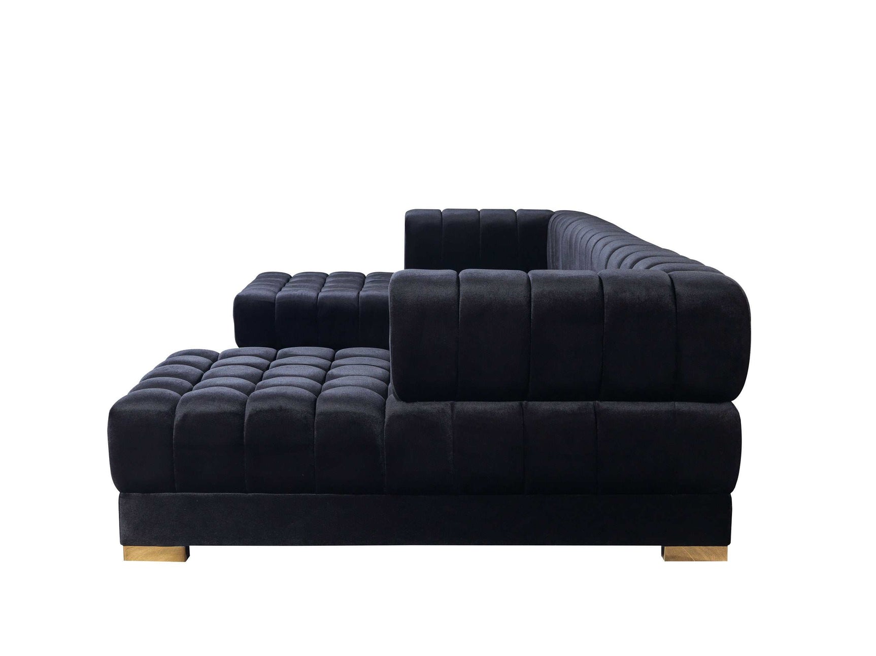 Ariana Black Velvet Double Chaise Sectional - Ornate Home