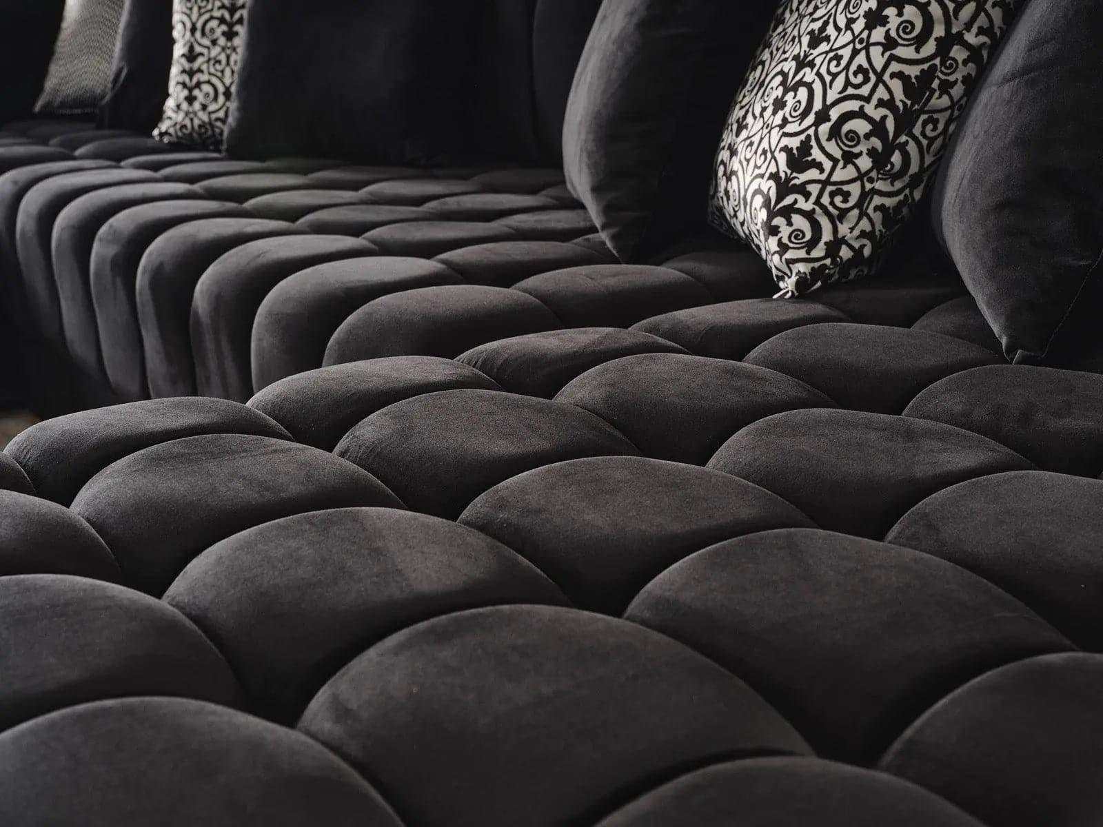 Ariana Black Velvet Double Chaise Sectional Sofa - Ornate Home