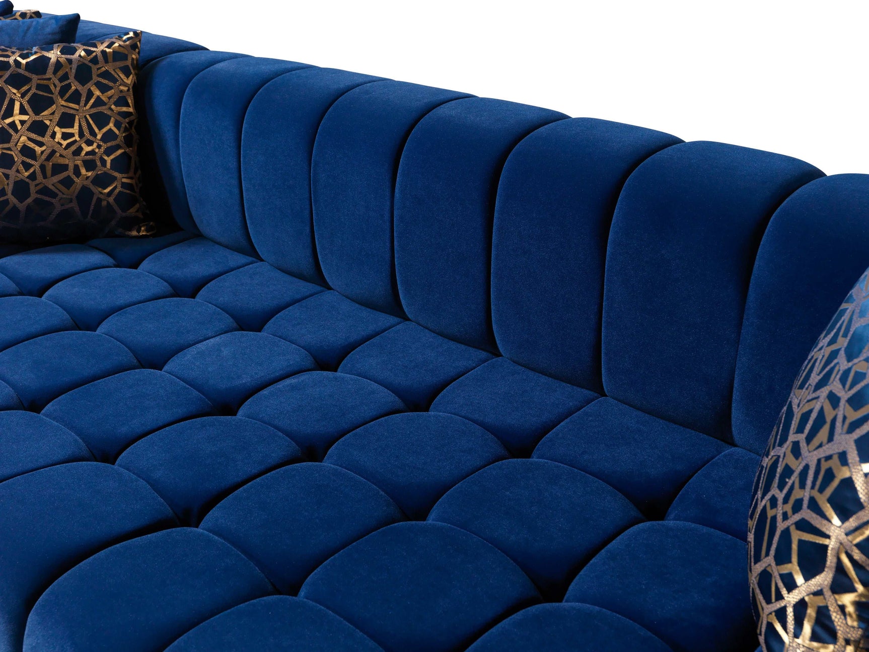 Ariana Blue Velvet Double Chaise Sectional - Ornate Home