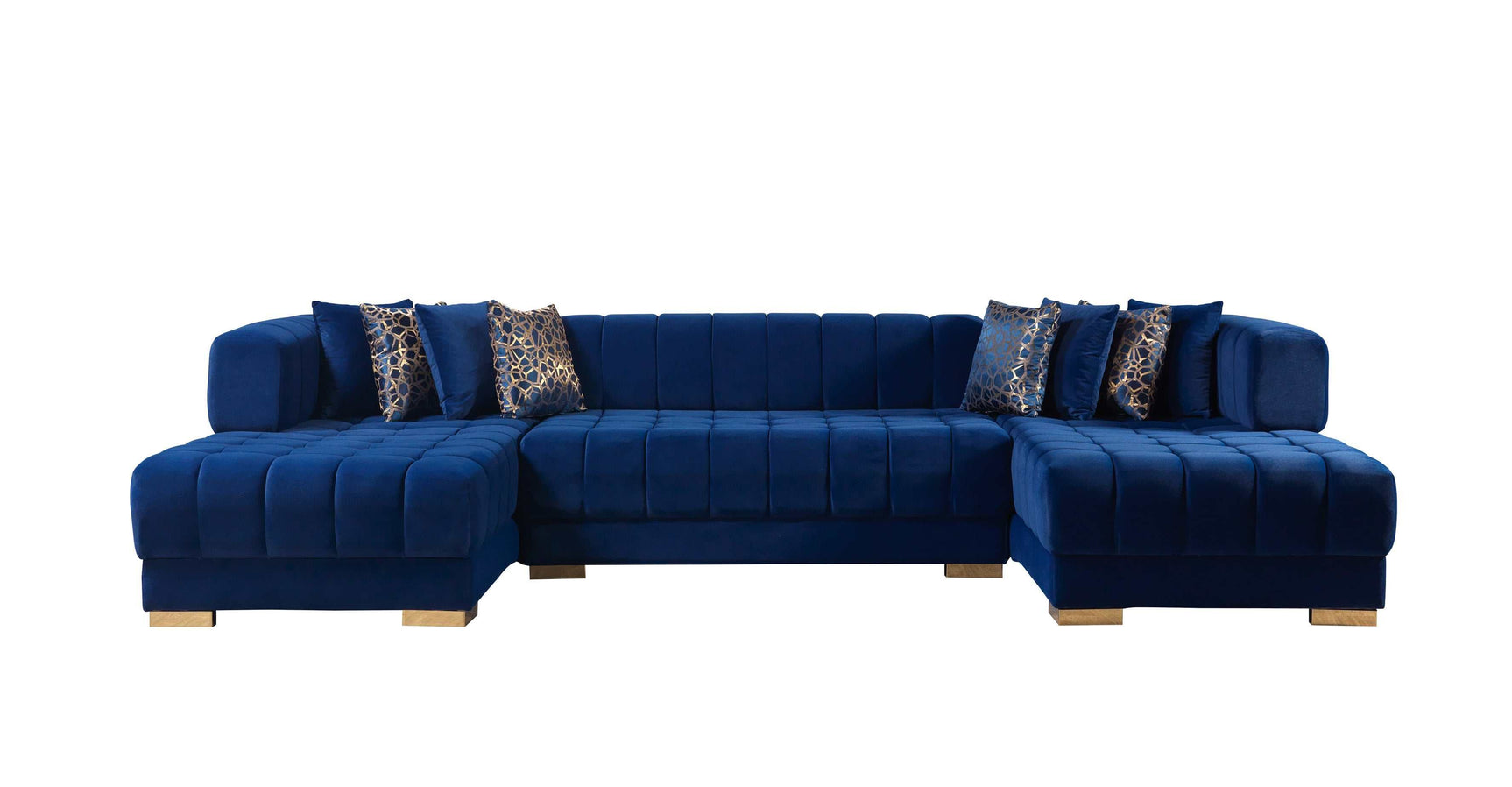 Ariana Blue Velvet Double Chaise Sectional - Ornate Home