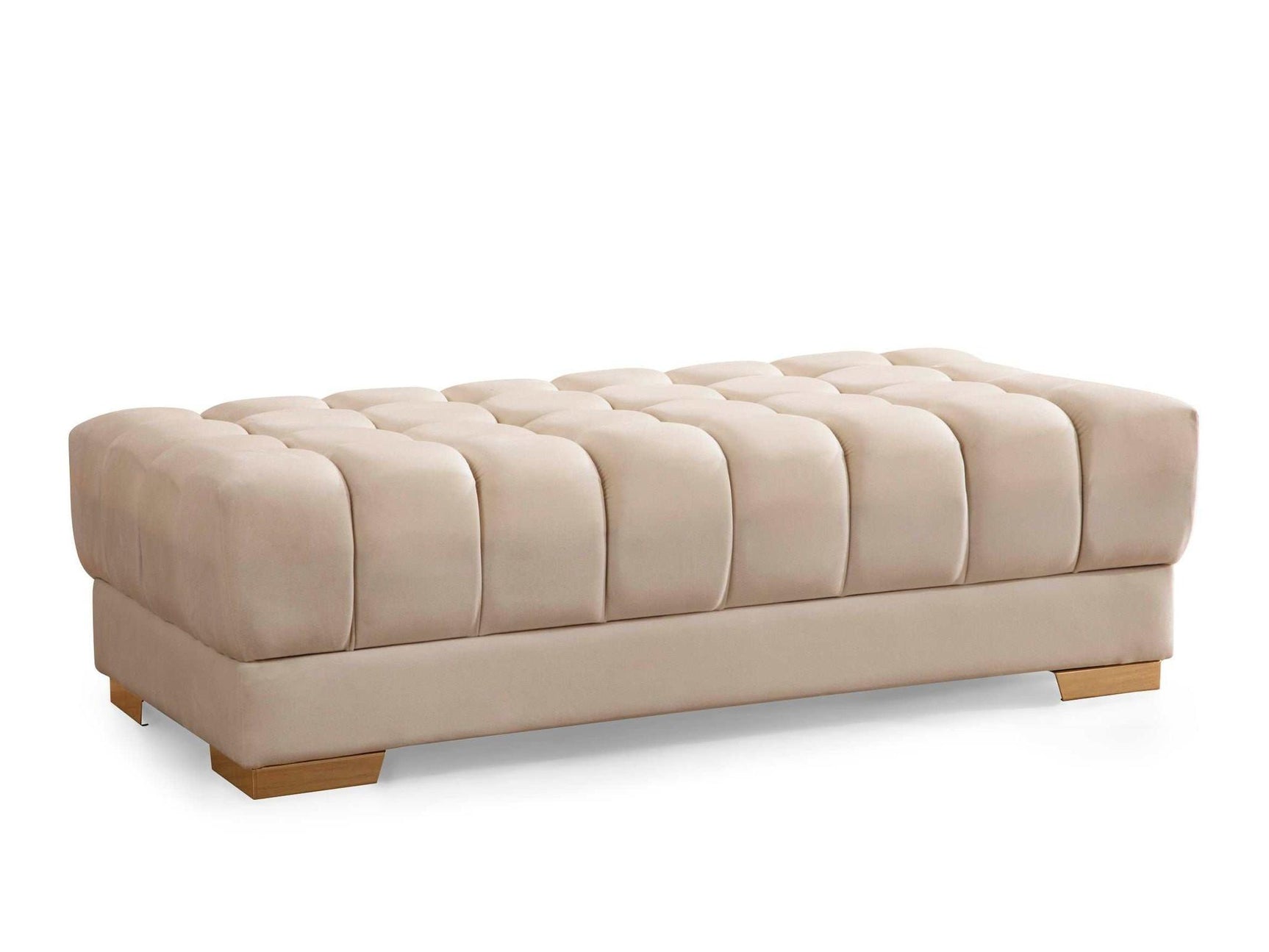 Ariana Ivory Velvet Ottoman - Ornate Home