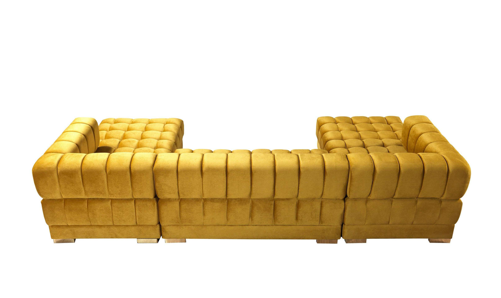 Ariana Mustard Velvet Double Chaise Sectional - Ornate Home