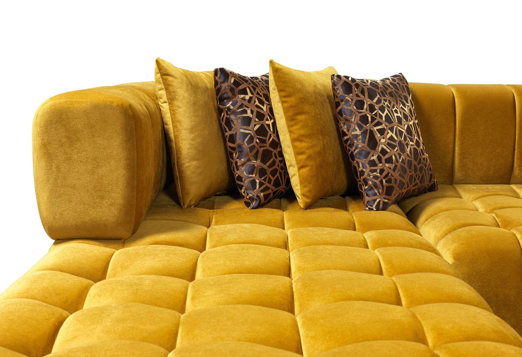 Ariana Mustard Velvet Double Chaise Sectional - Ornate Home