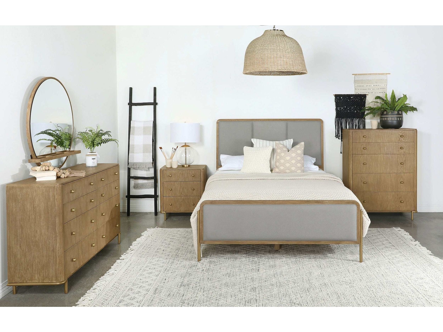 Arini Sand Wash / Grey Eastern King Bed 5 Pc Set - Ornate Home