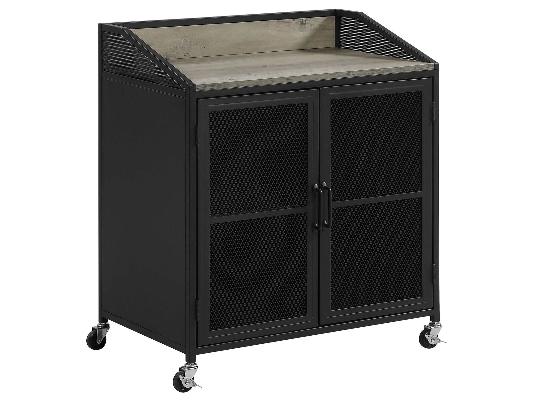 Arlette Grey Wash / Sandy Black Bar Cabinet - Ornate Home