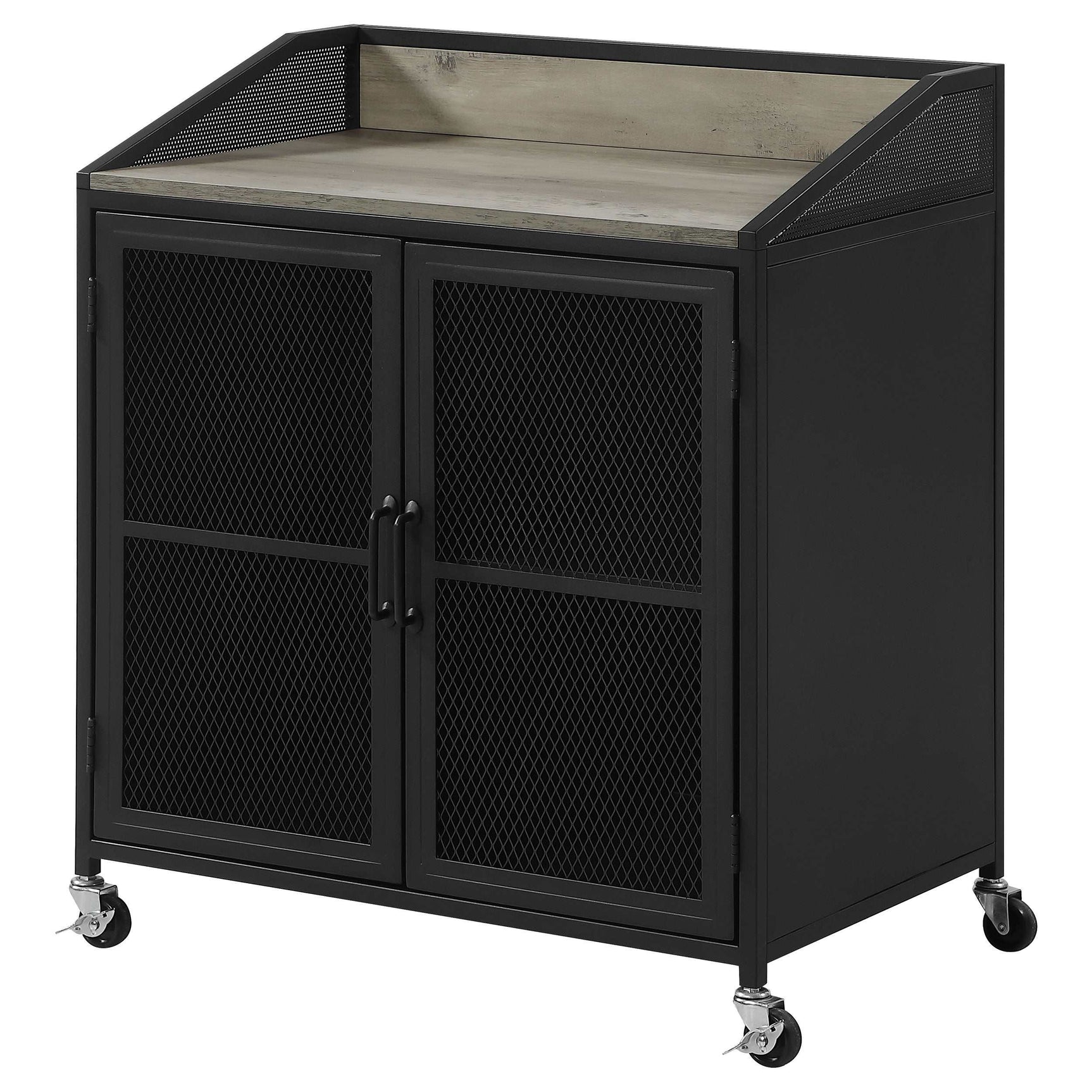 Arlette Grey Wash / Sandy Black Bar Cabinet - Ornate Home