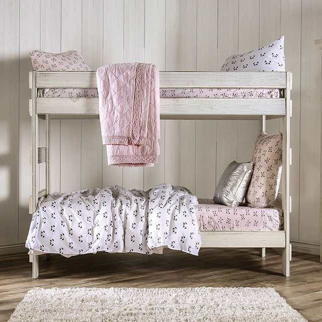 Arlette White T/T Bunk Bed - Ornate Home