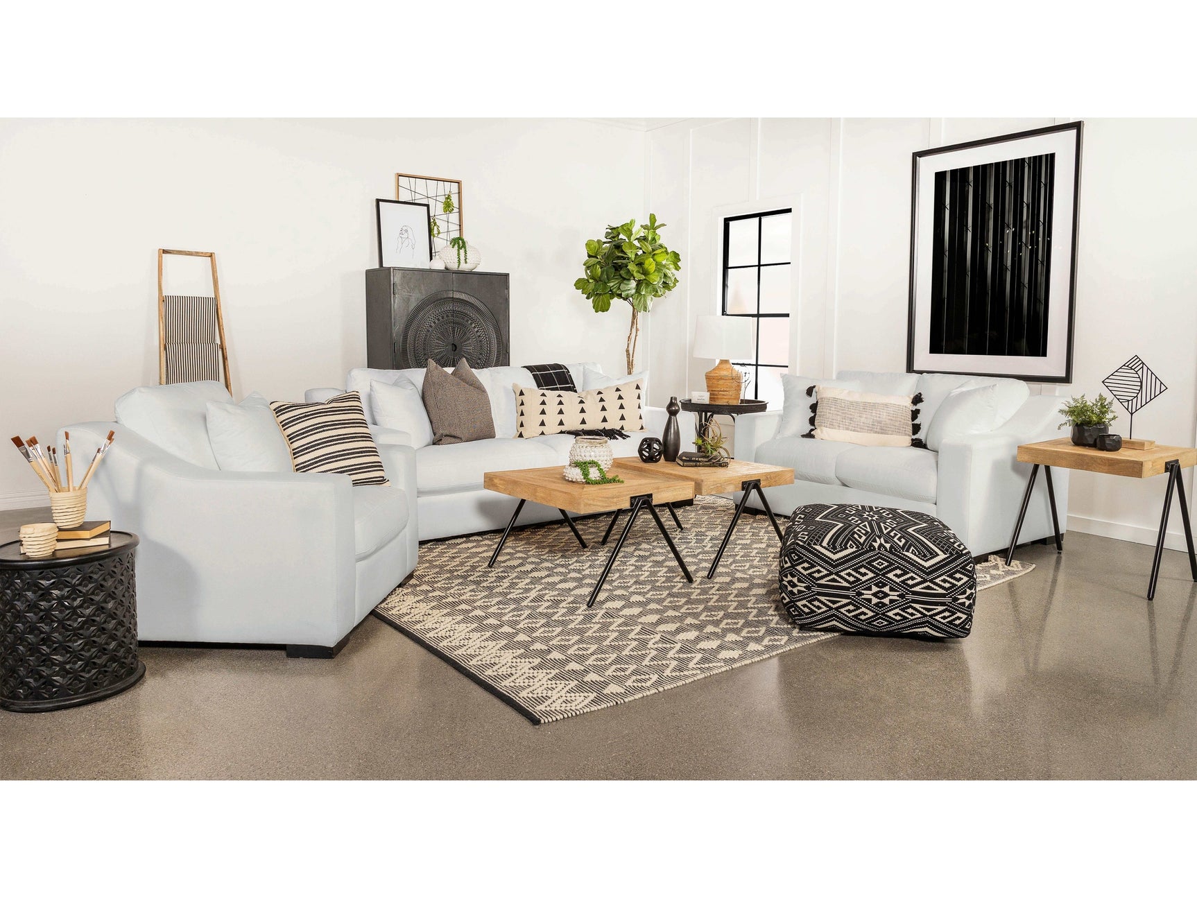 Ashlyn White 3 Pc Sofa Set - Ornate Home