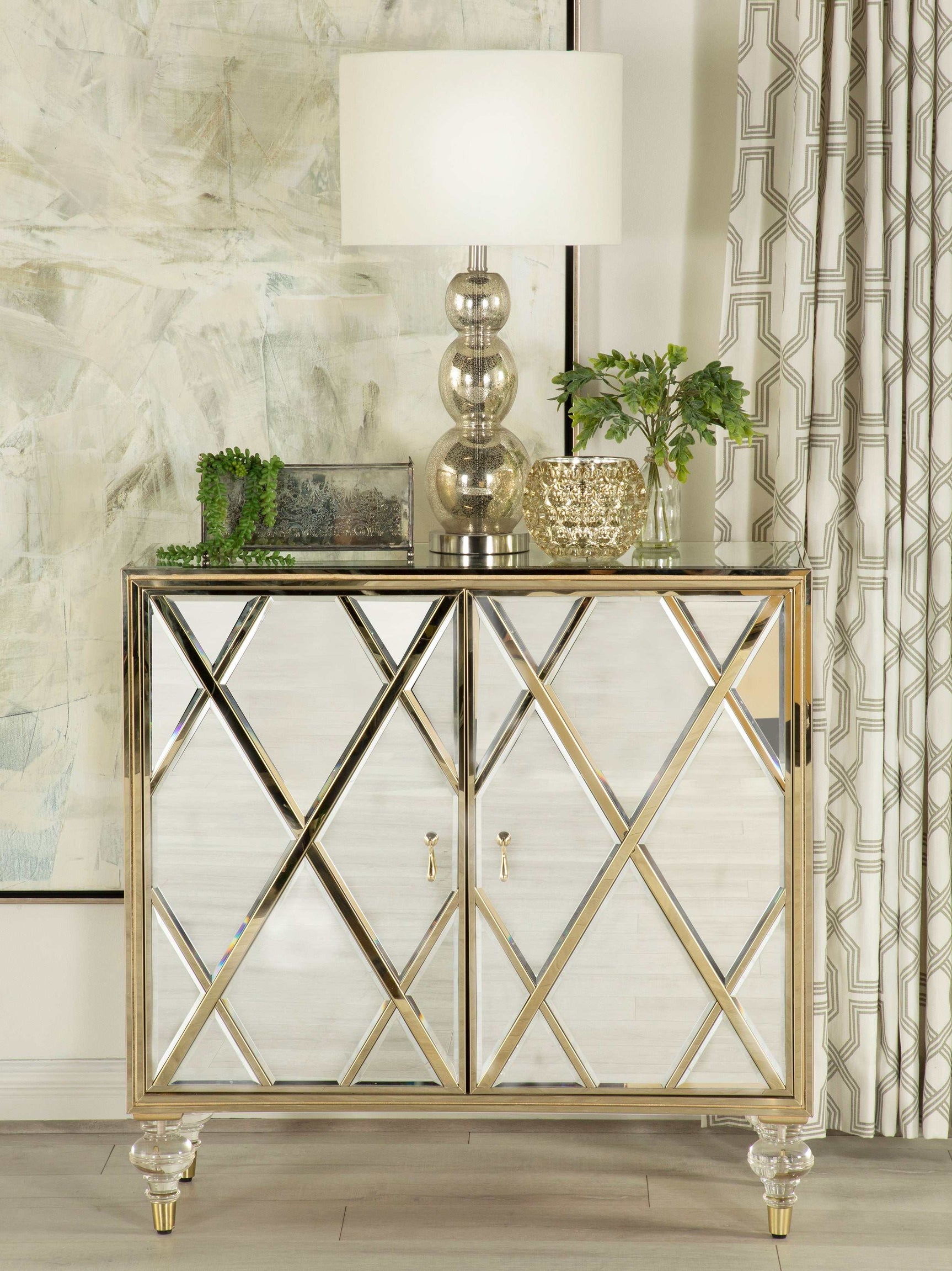 Astilbe Mirror / Champagne Accent Cabinet - Ornate Home