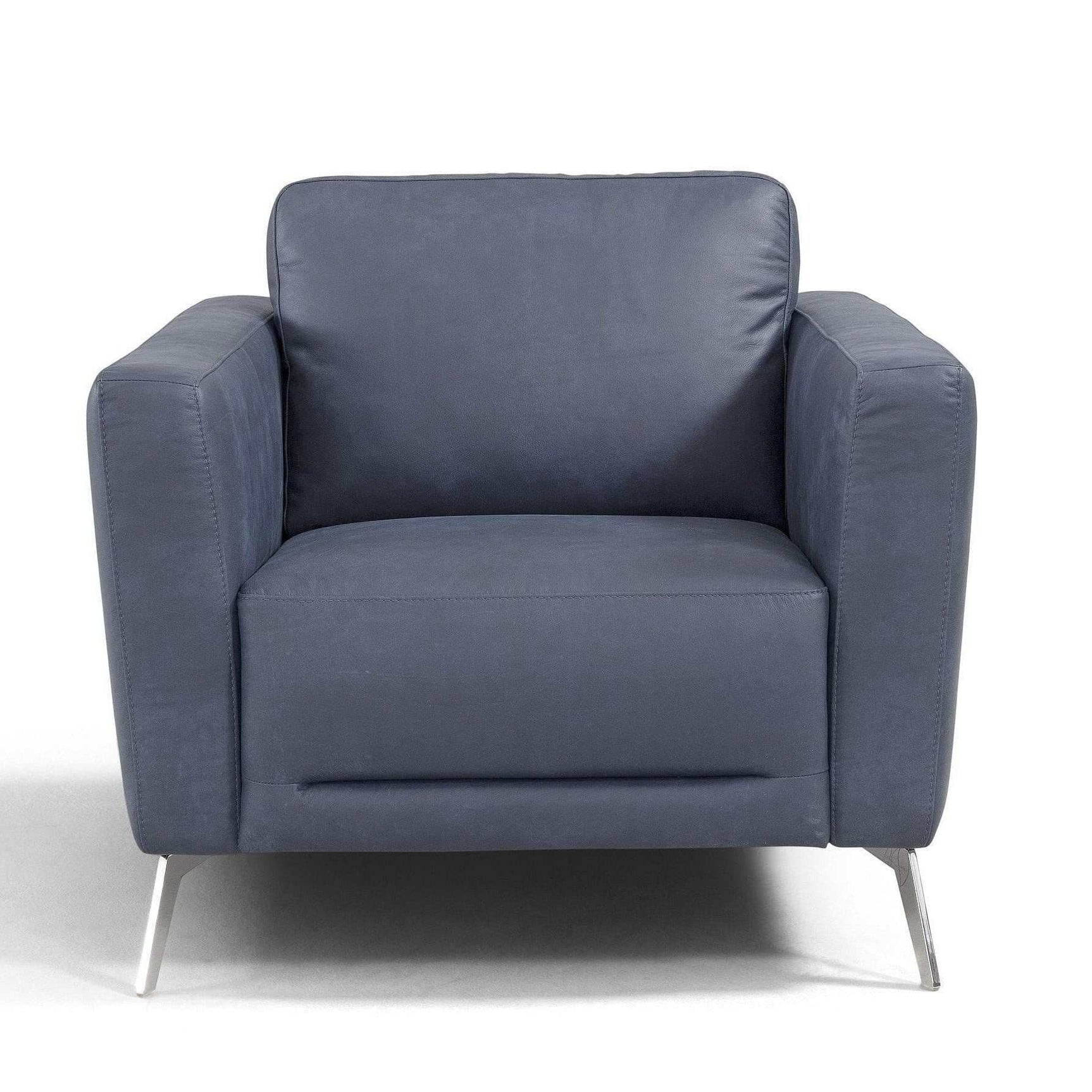 Astonic Blue Leather Living Room Set / 3pc - Ornate Home