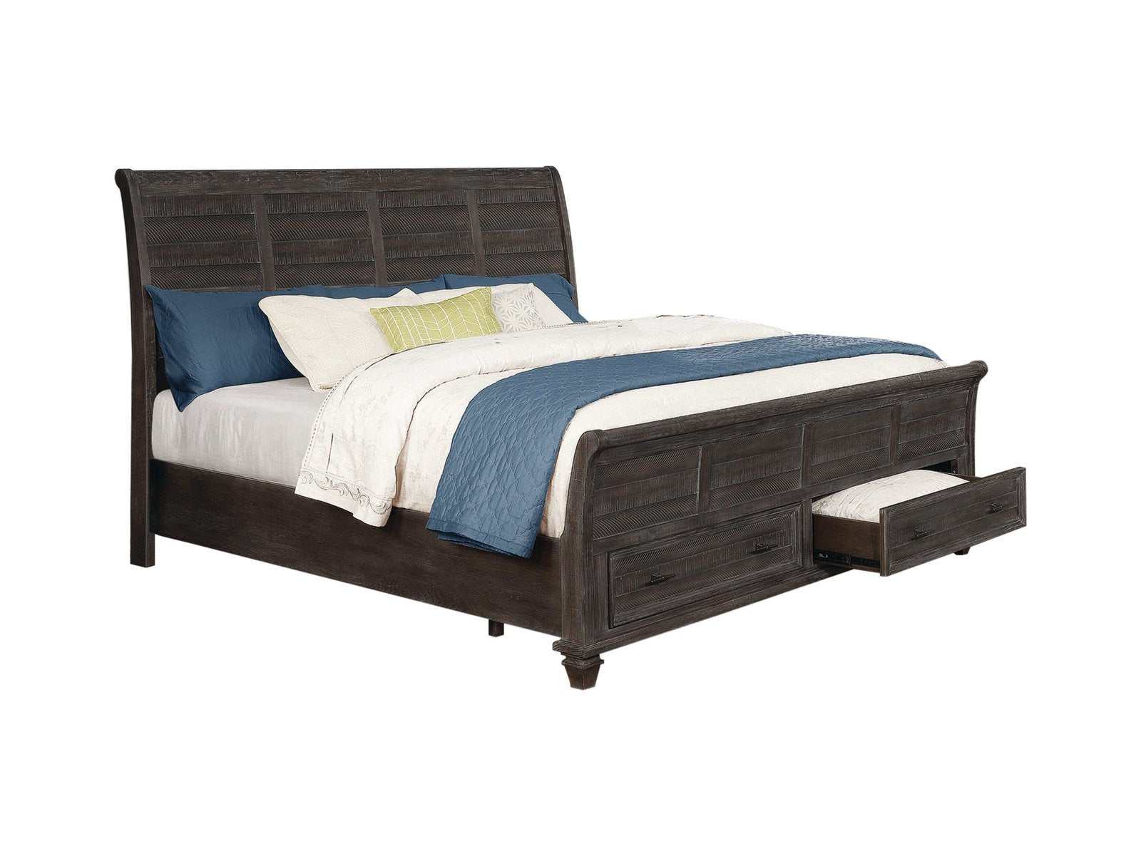 Atascadero Weathered Carbon Queen Bed w/ Storage - Ornate Home