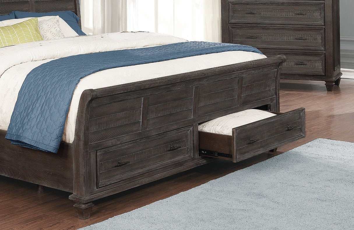 Atascadero Weathered Carbon Queen Bed w/ Storage - Ornate Home