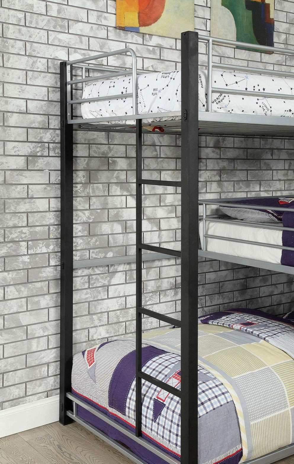 Aubrey Antique Black Twin Triple Decker Bunk Bed - Ornate Home