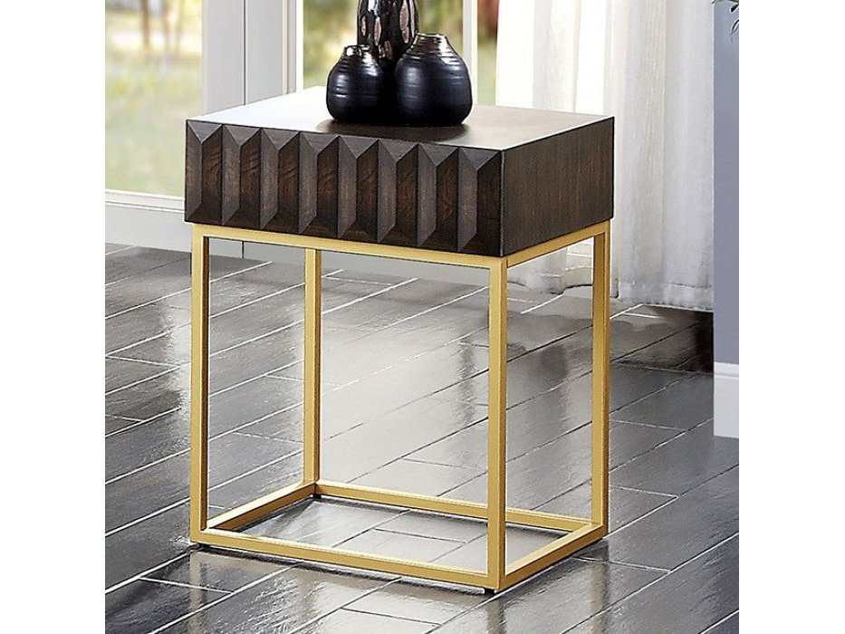 Augsburg Walnut & Gold Side Table - Ornate Home