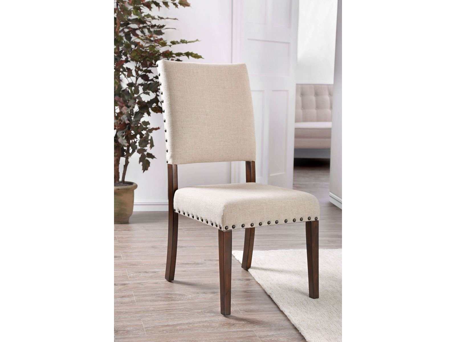 Aurora Solis Brown Cherry & Ivory Dining Chair (Set of 2) - Ornate Home