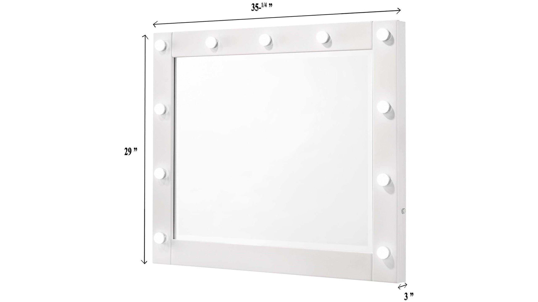 Avery White Vanity Set w/LED Mirror & Stool - Ornate Home