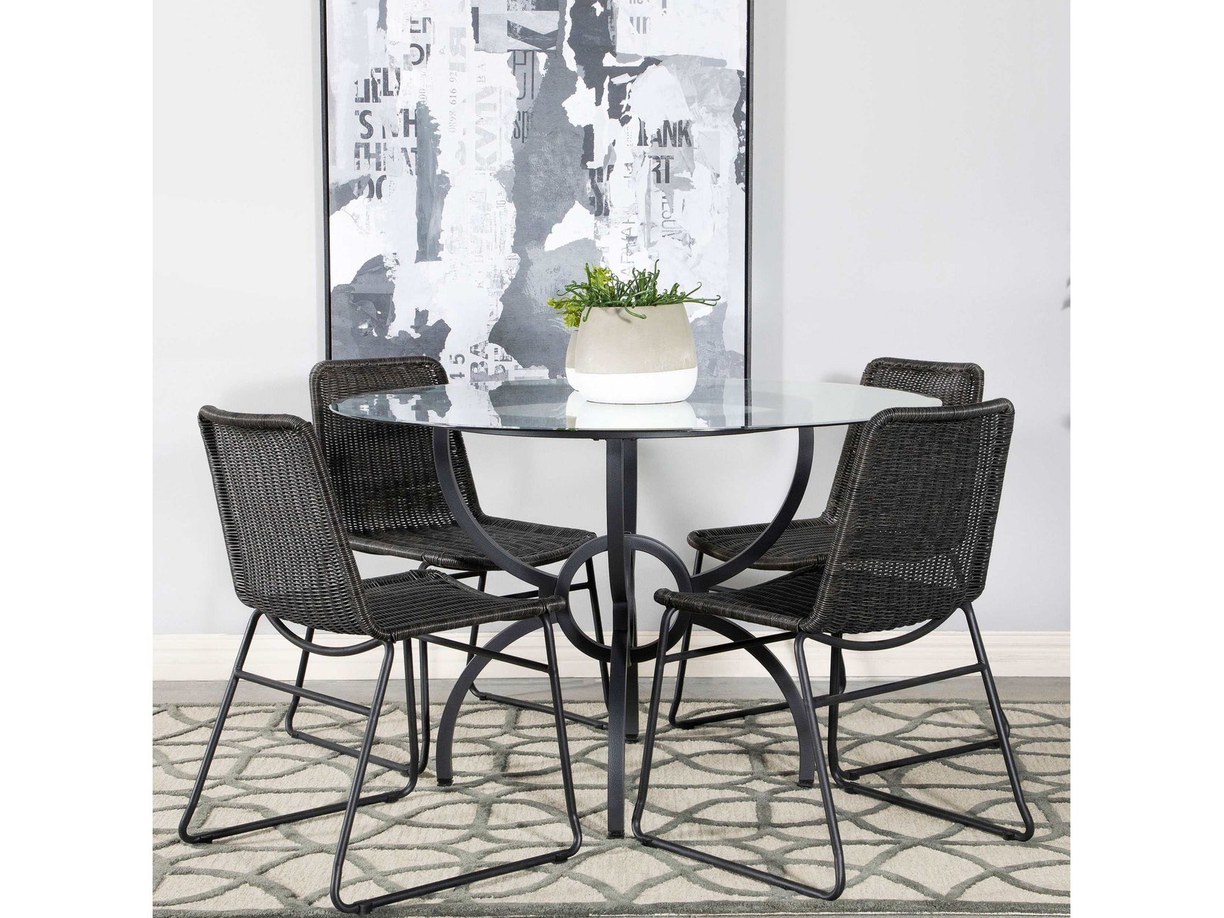 Aviano Brown / Gunmetal 5 Pc Dining Set - Ornate Home