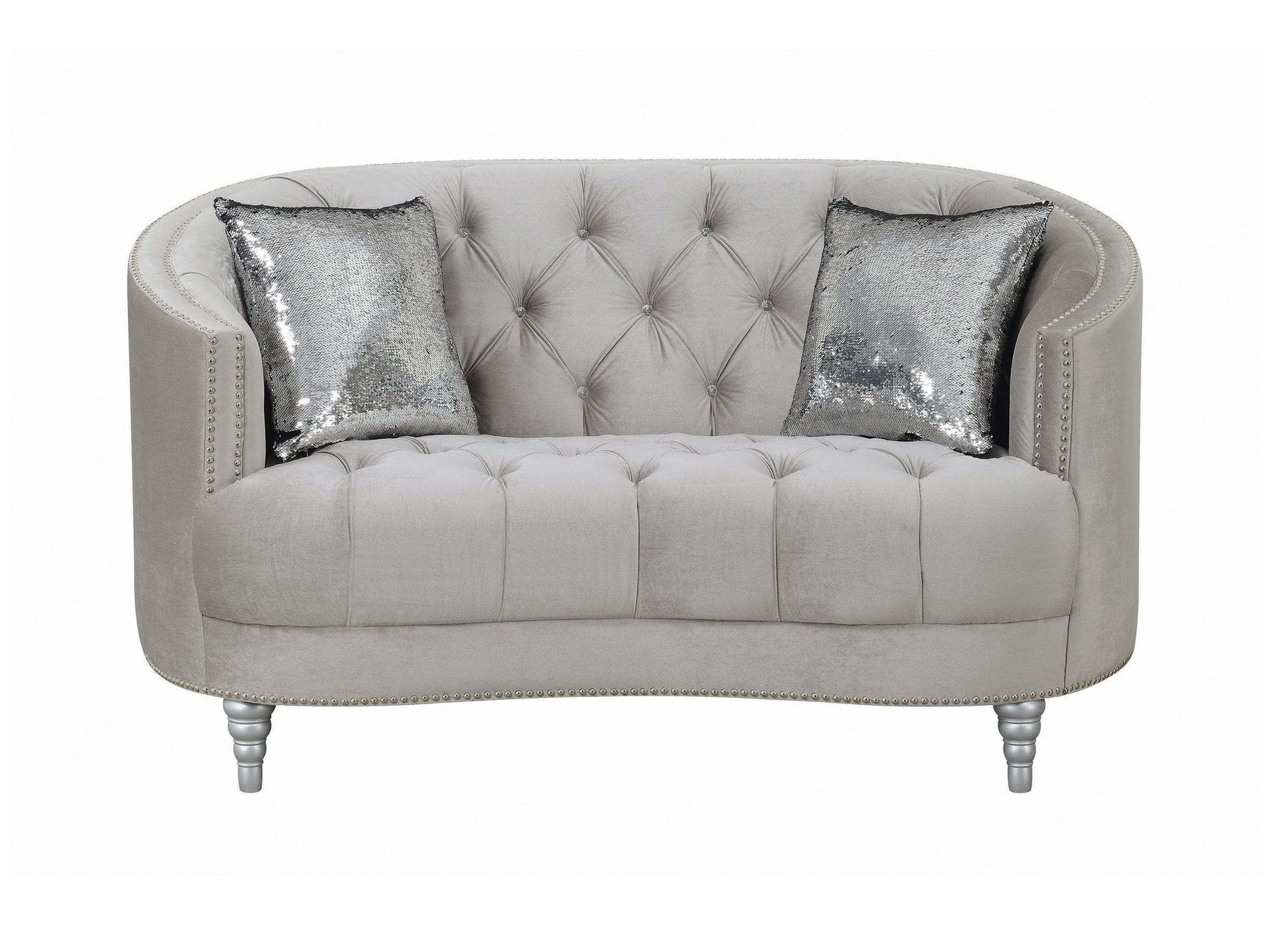Avonlea Grey Velvet Loveseat - Ornate Home