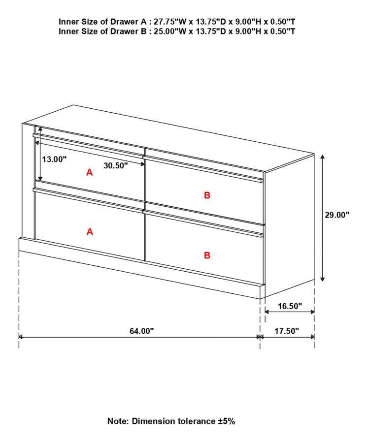 Azalia Black & Walnut Dresser - Ornate Home