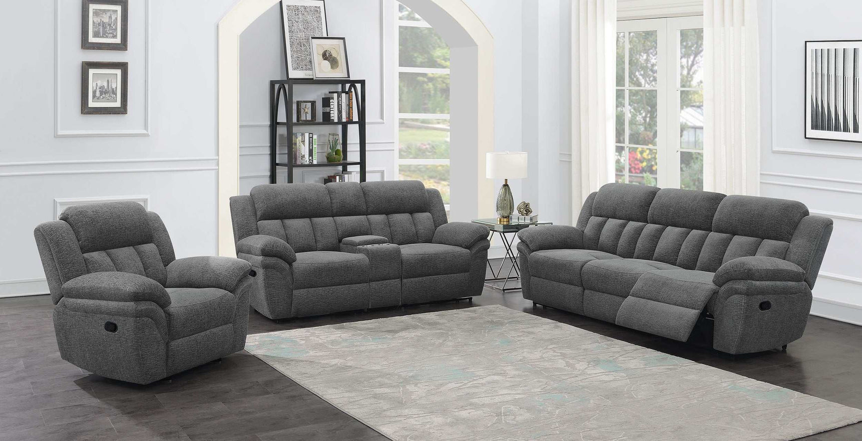 Bahrain Charcoal Motion Sofa - Ornate Home