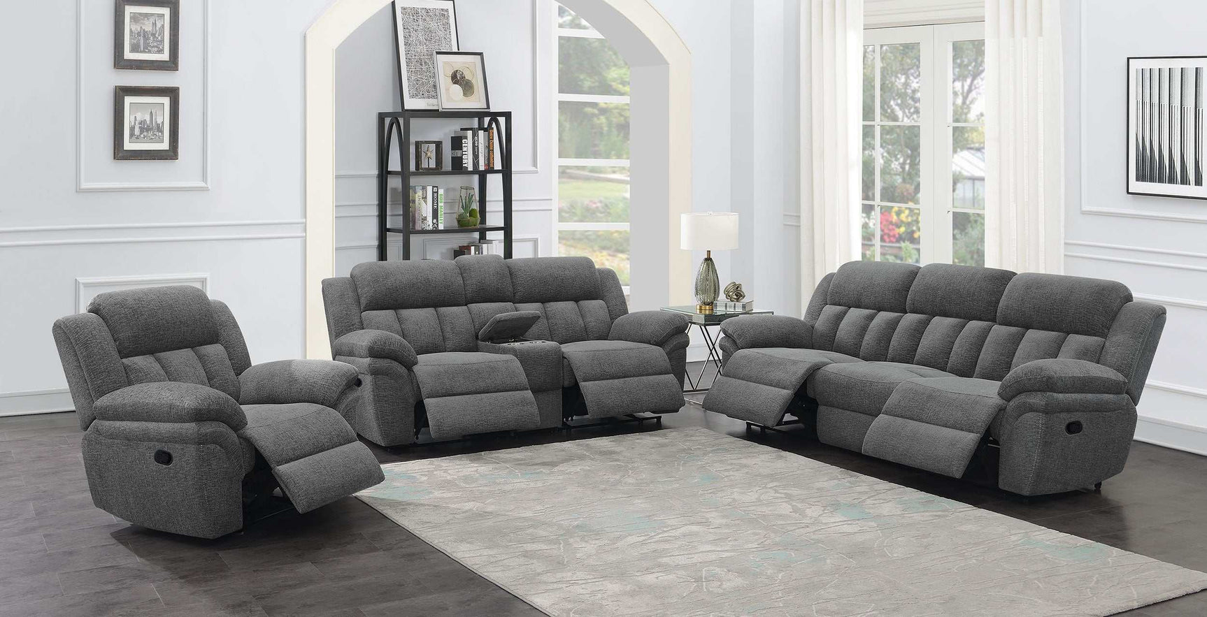 Bahrain Charcoal Motion Sofa - Ornate Home