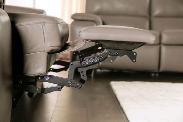 Balderico Taupe Real Italian Leather Power Loveseat - Ornate Home