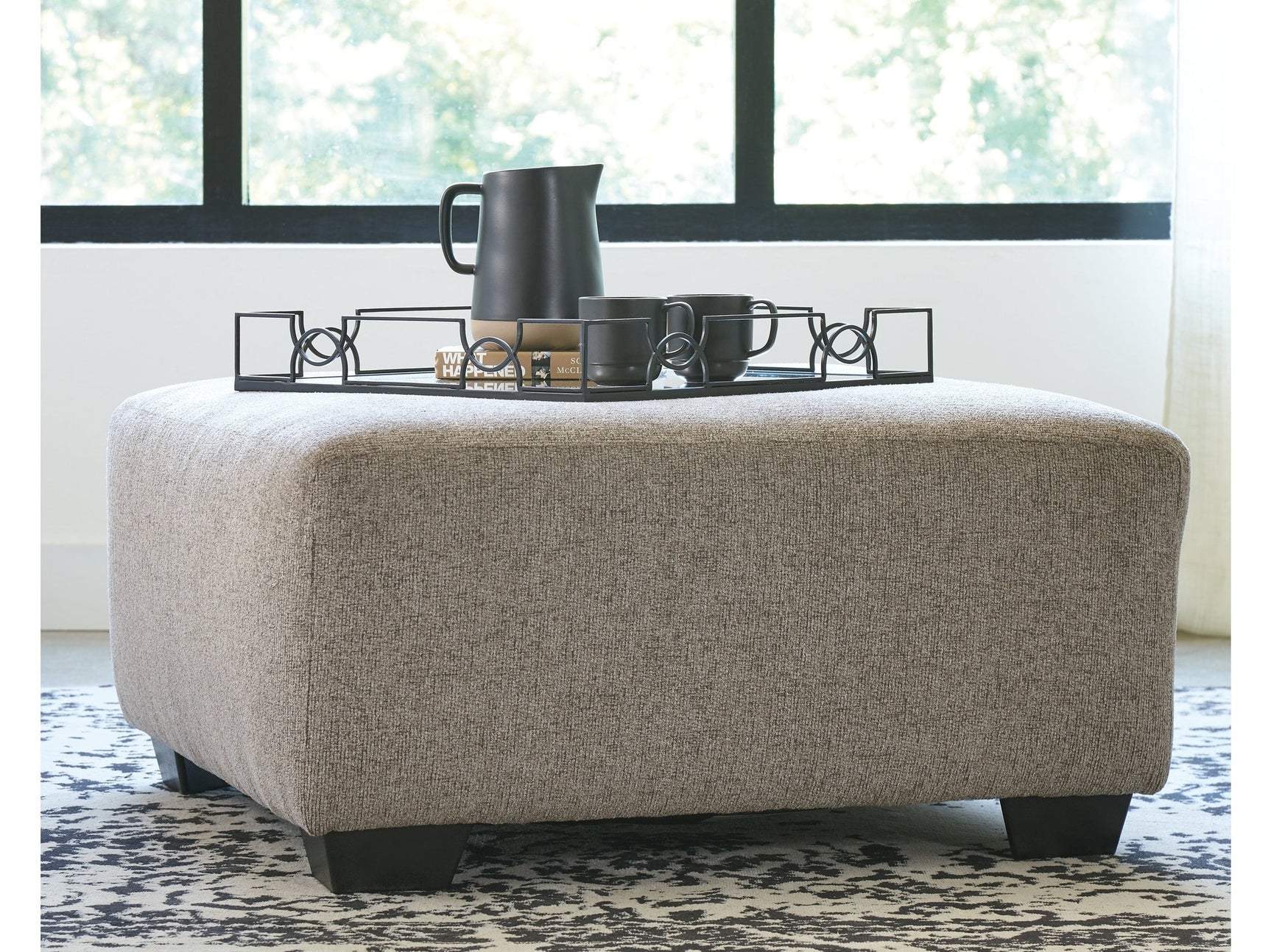 Ballinasloe Platinum Oversized Ottoman - Ornate Home