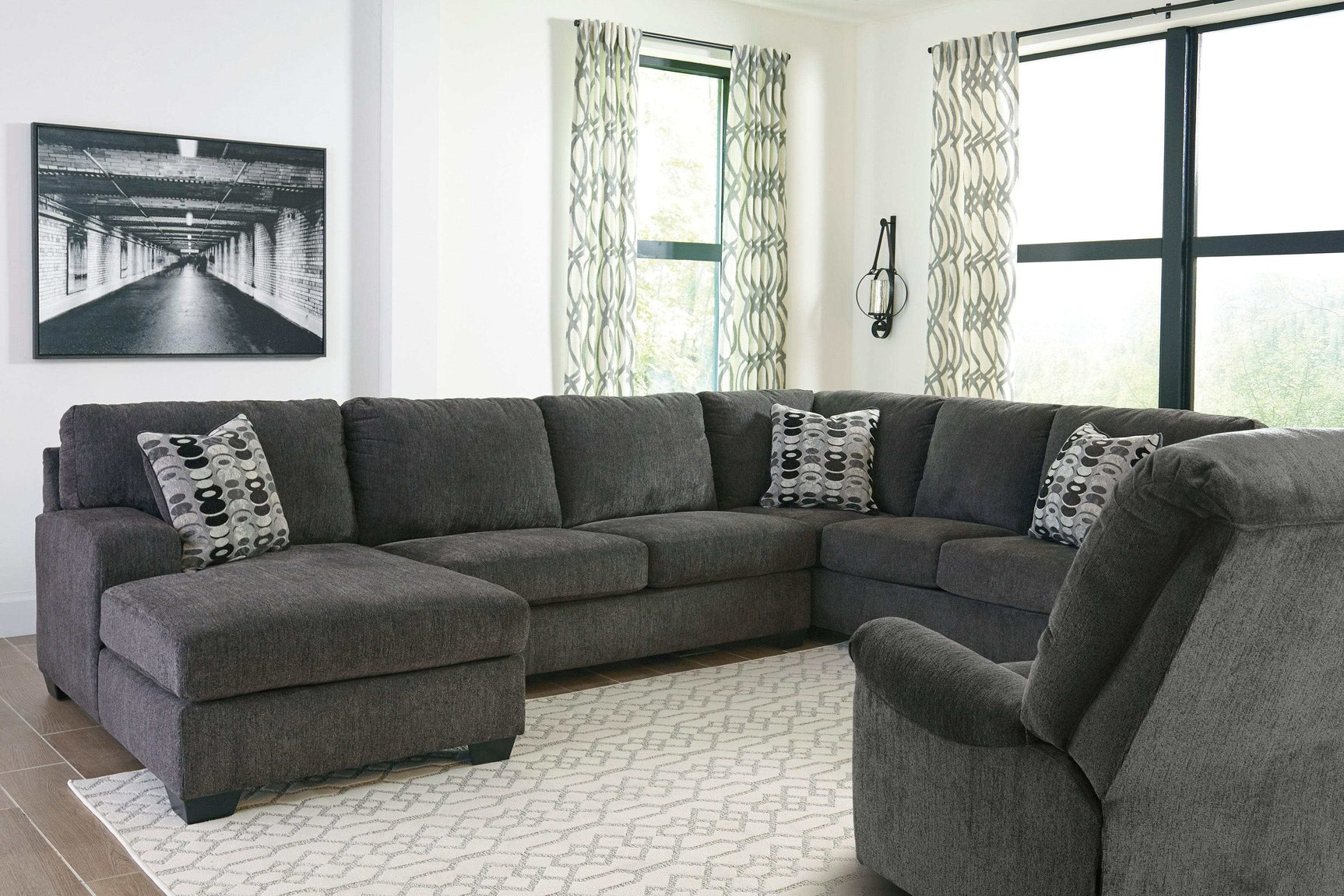 Ballinasloe Smoke 3pc Sectional w/ Chaise - Ornate Home