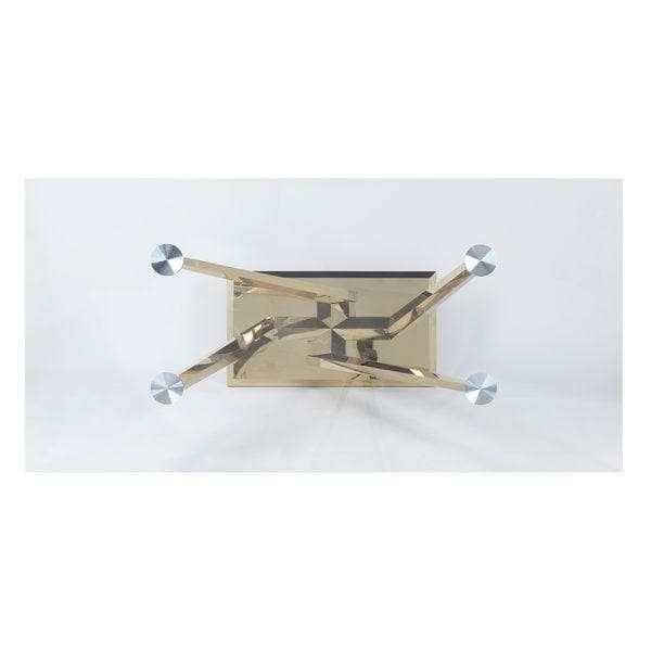 Barnard Clear Glass Top & Mirrored Gold Dining Room Set / 7pc - Ornate Home