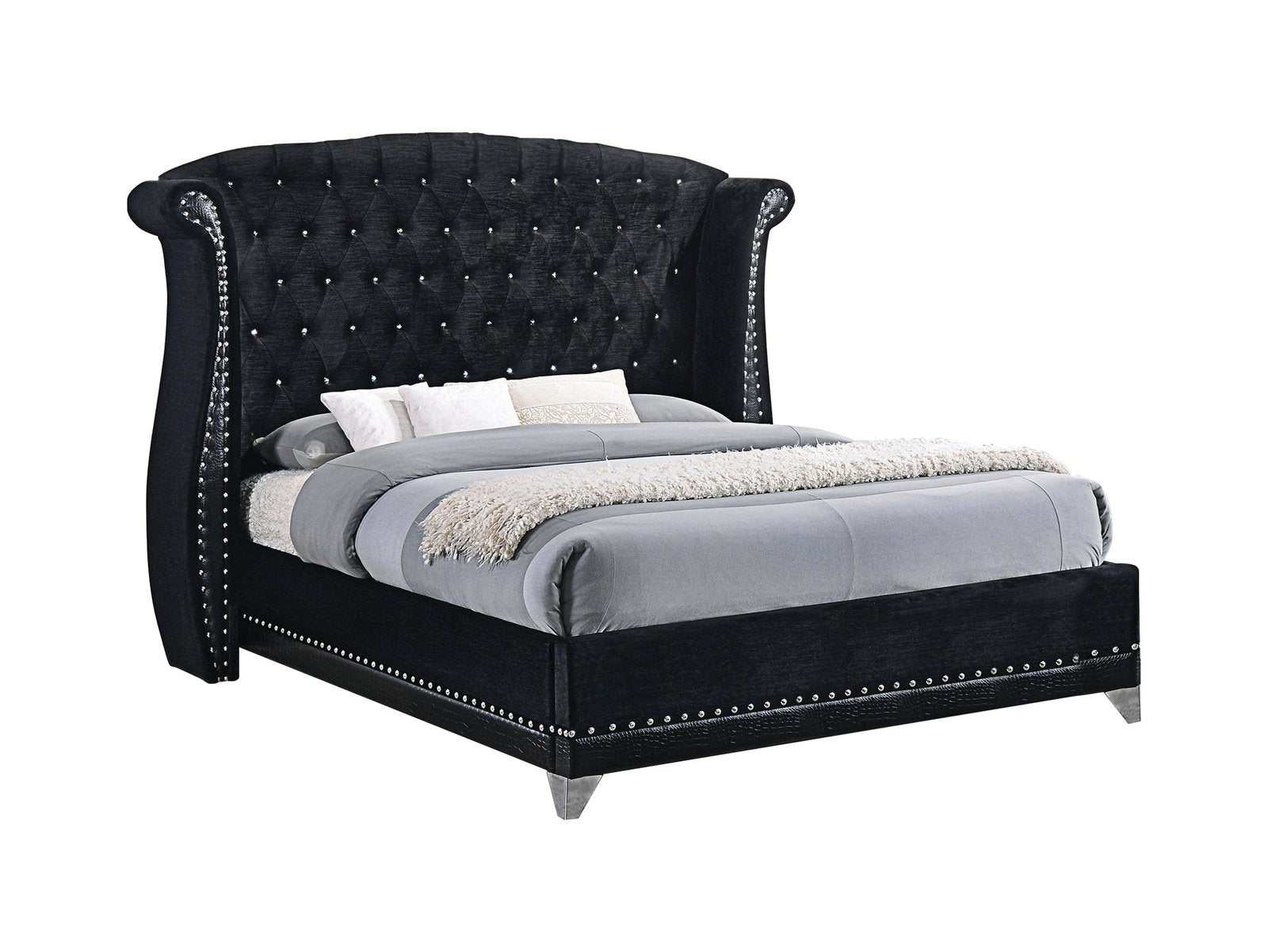 Barzini Black Queen Panel Bed - Ornate Home
