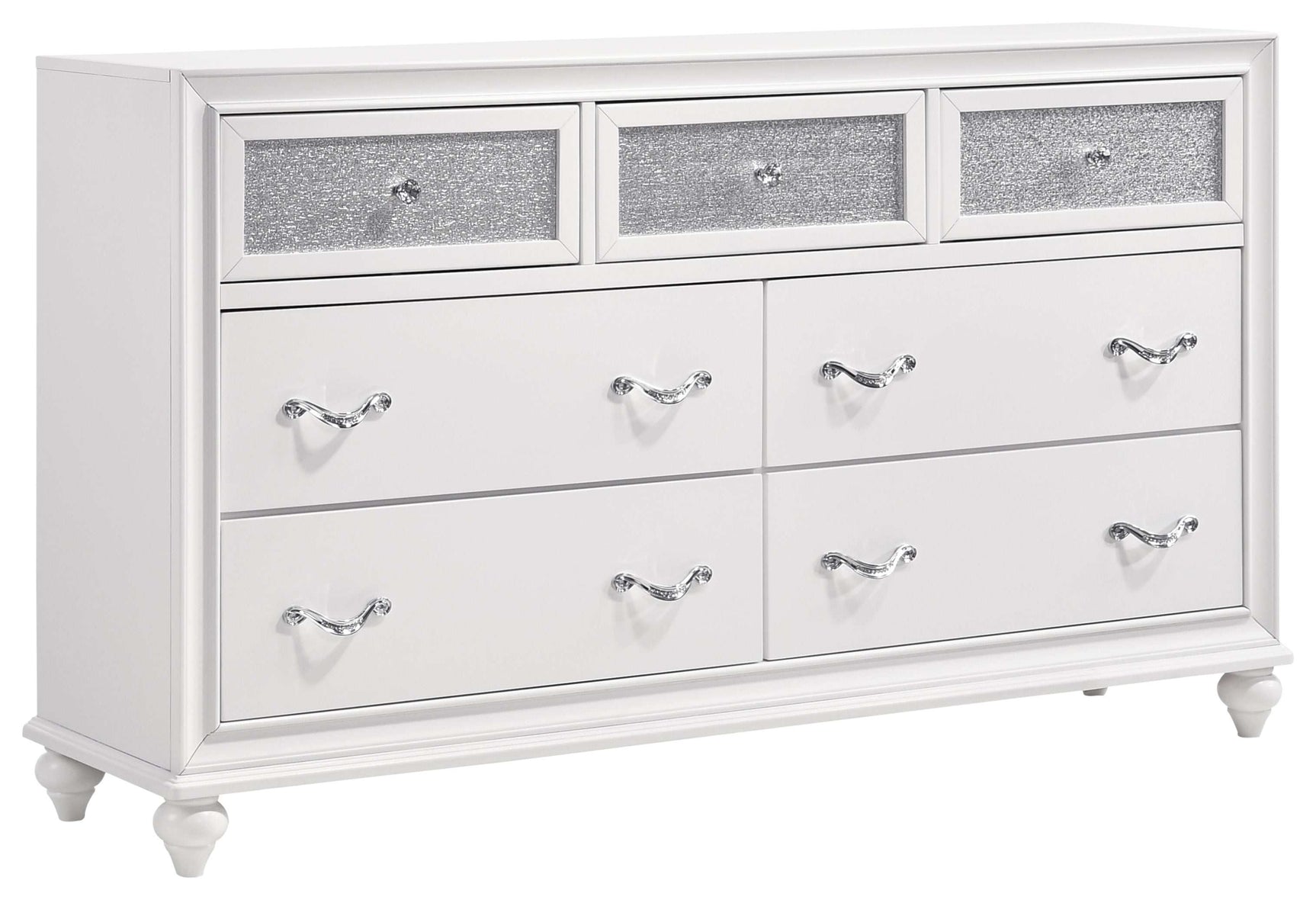 Barzini White / Grey Queen Bed 5 Pc Set - Ornate Home
