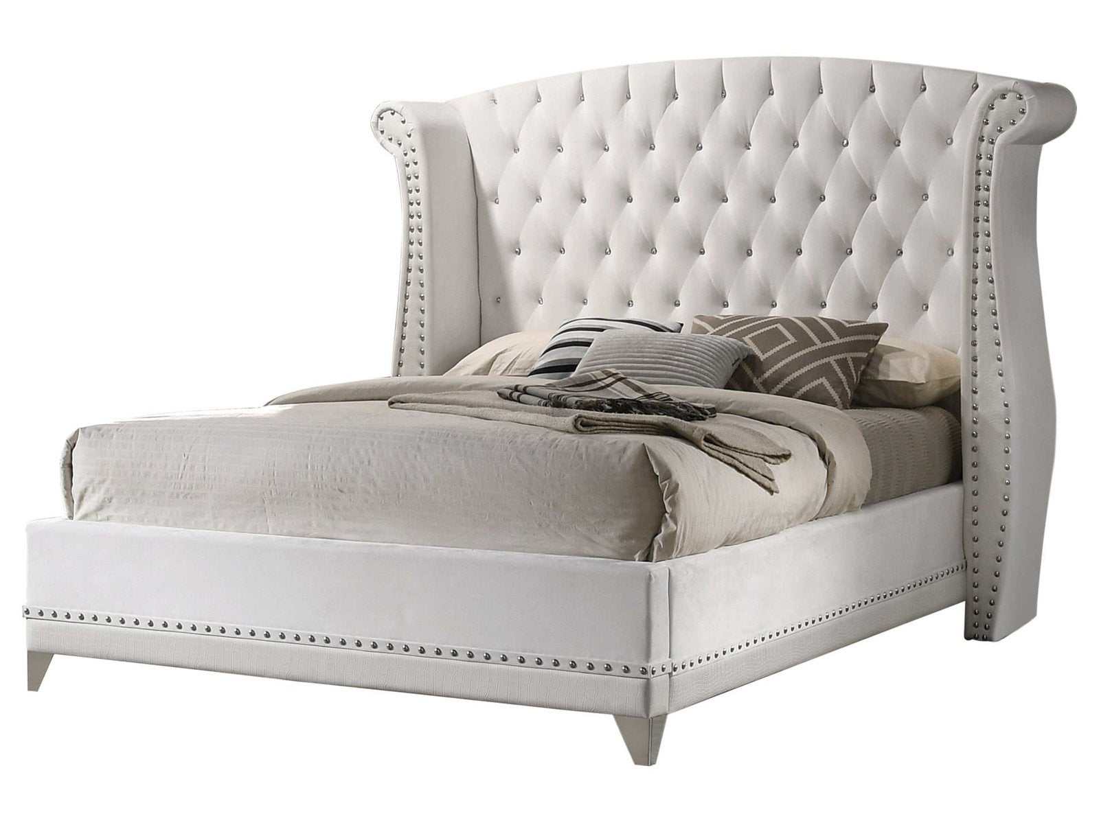Barzini White California King Bed 4 Pc Set - Ornate Home