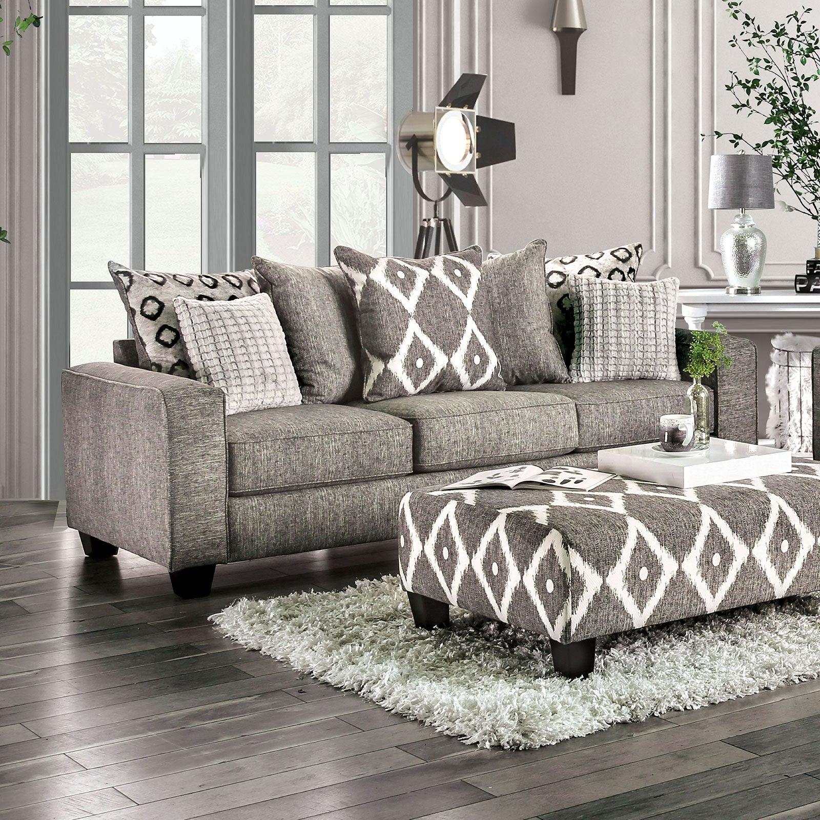 Basie Gray Stationary Sofa & Loveseat 2pc - Ornate Home