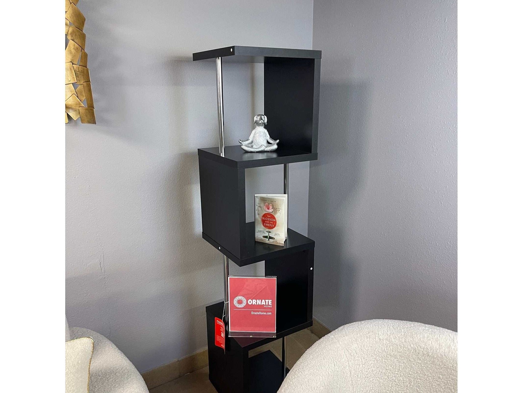 Baxter Black & Chrome Bookcase - Ornate Home