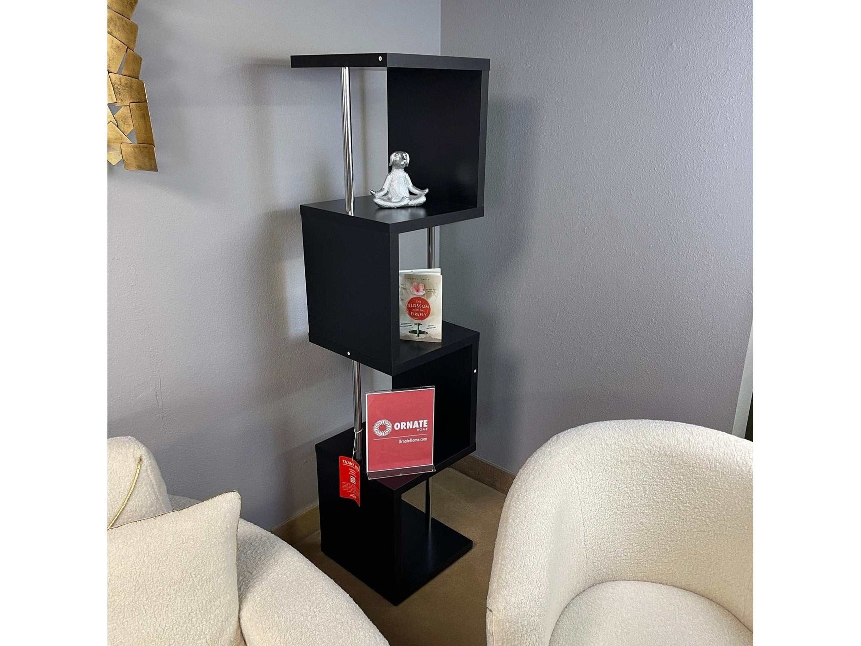 Baxter Black & Chrome Bookcase - Ornate Home