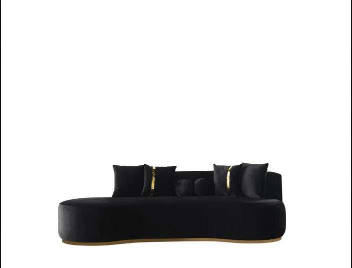 Belinda Black Velvet Curved Chaise Lounge - Ornate Home