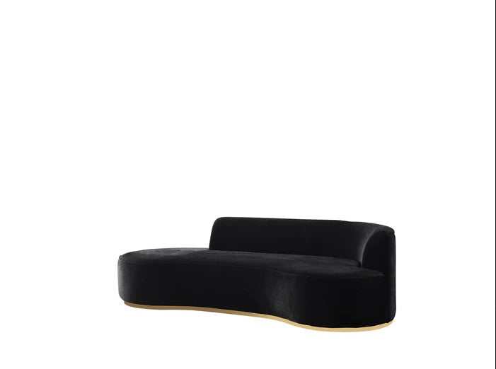 Belinda Black Velvet Curved Chaise Lounge - Ornate Home