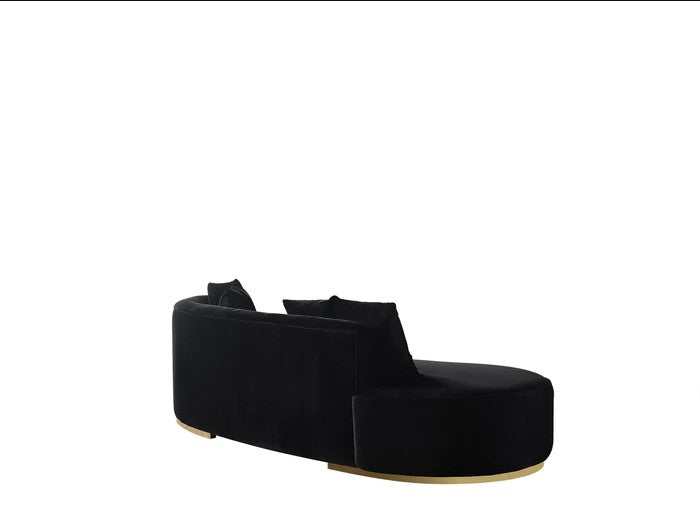 Belinda Black Velvet Curved Chaise Lounge - Ornate Home